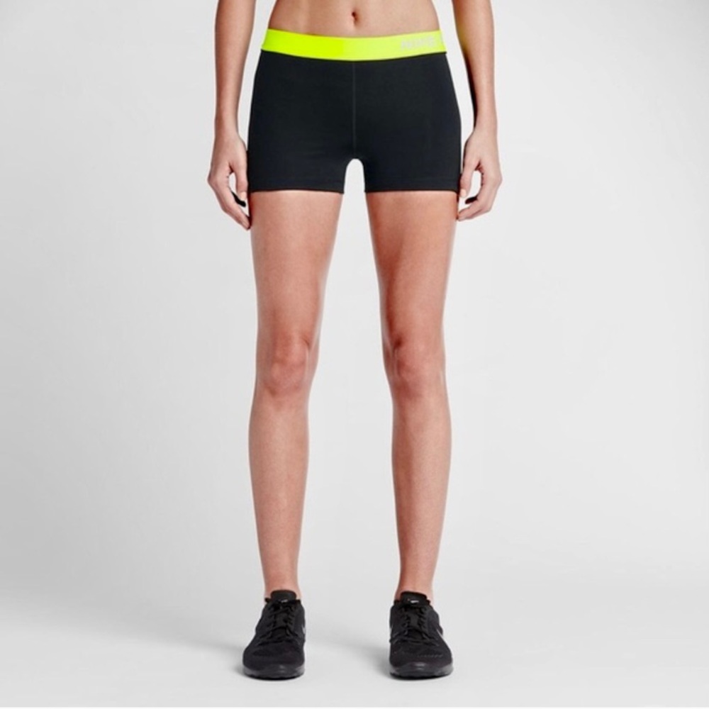 Nike Pro Black/Neon Yellow Spandex Shorts